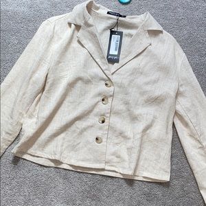 Long Sleeve Cropped Tan Shirt